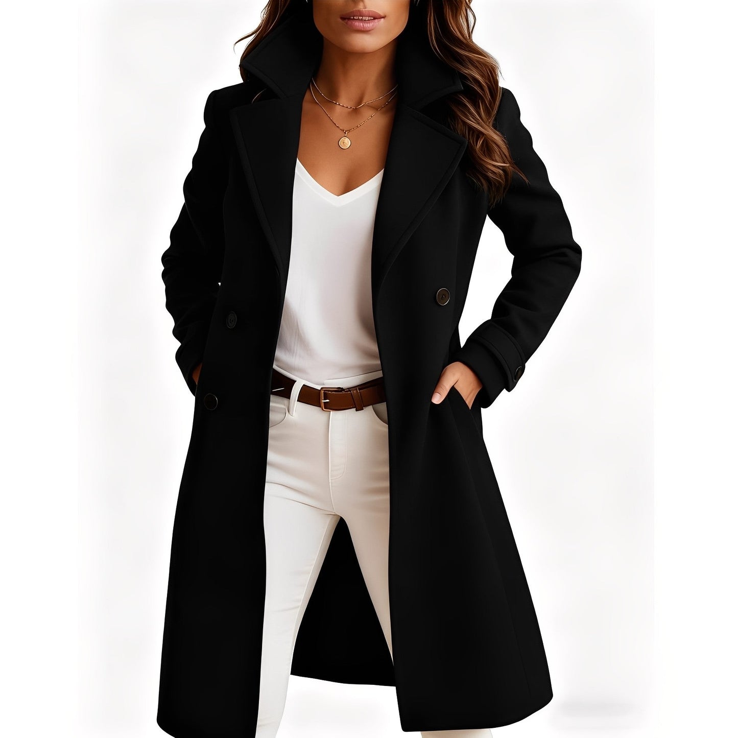 Camille - Elegant coat with single-breasted design and pockets for women