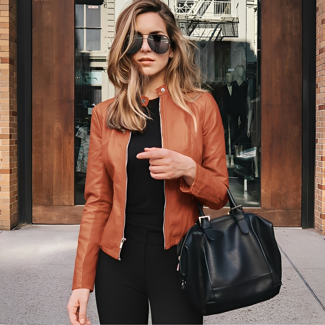 Lysiane - Stylish winter leather jacket for women