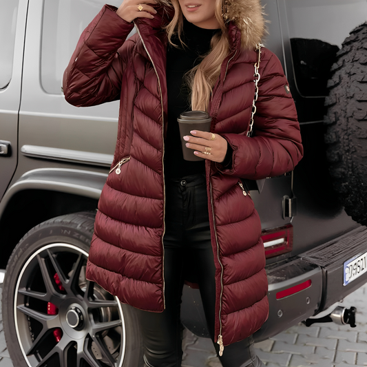 Caroline - Women's jacket with elegant fur collar