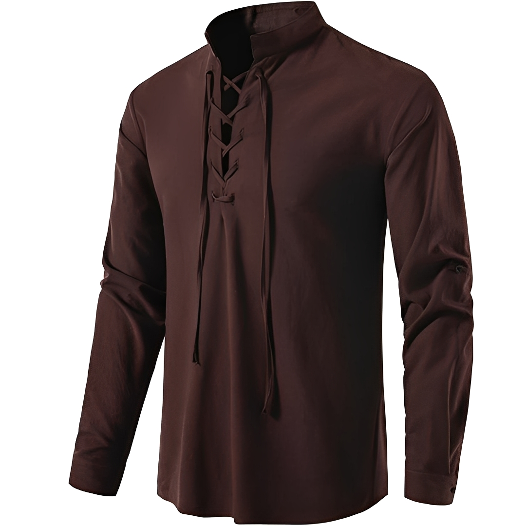 Josué - Stylish men's shirt with V-neck and lace