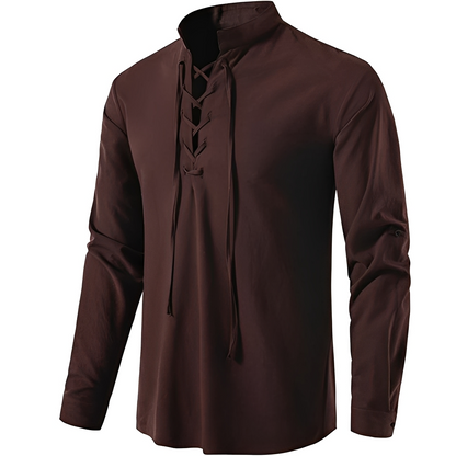 Josué - Stylish men's shirt with V-neck and lace