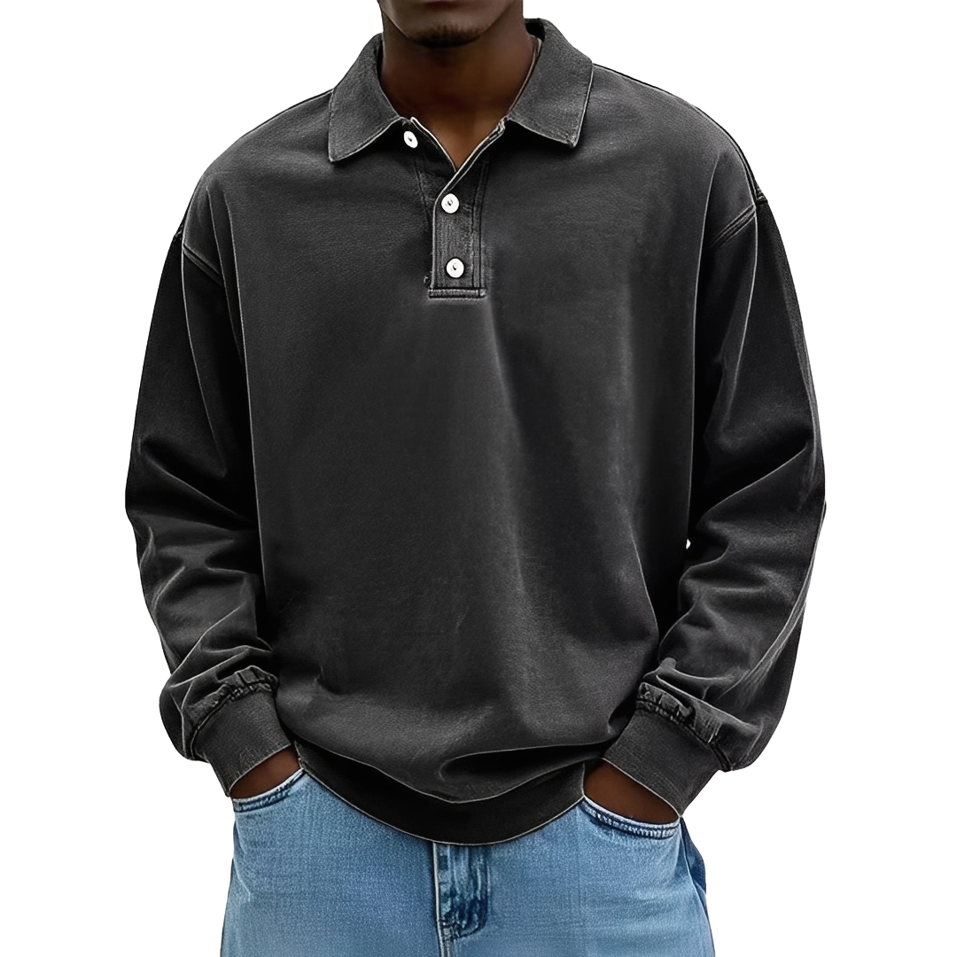 Lothaire - Vintage long-sleeve polo for men