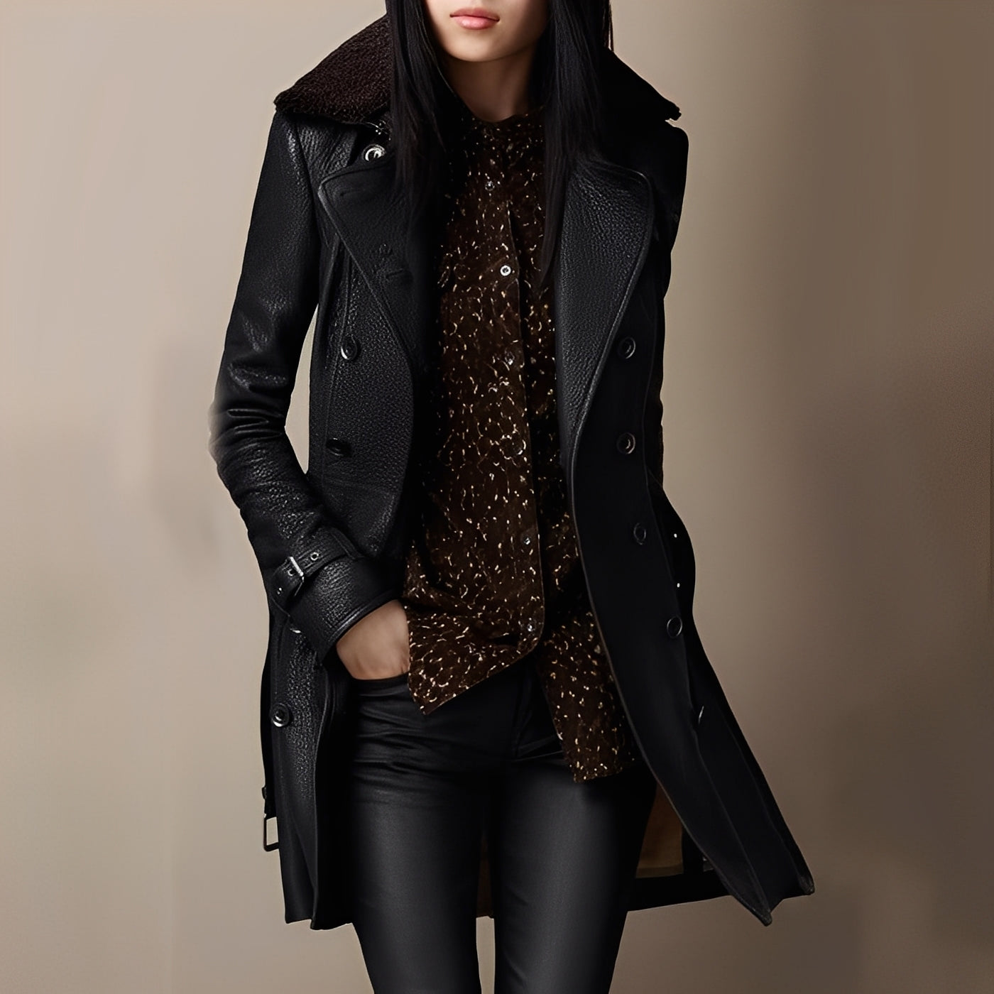 Rowena - Stylish faux leather jacket for women