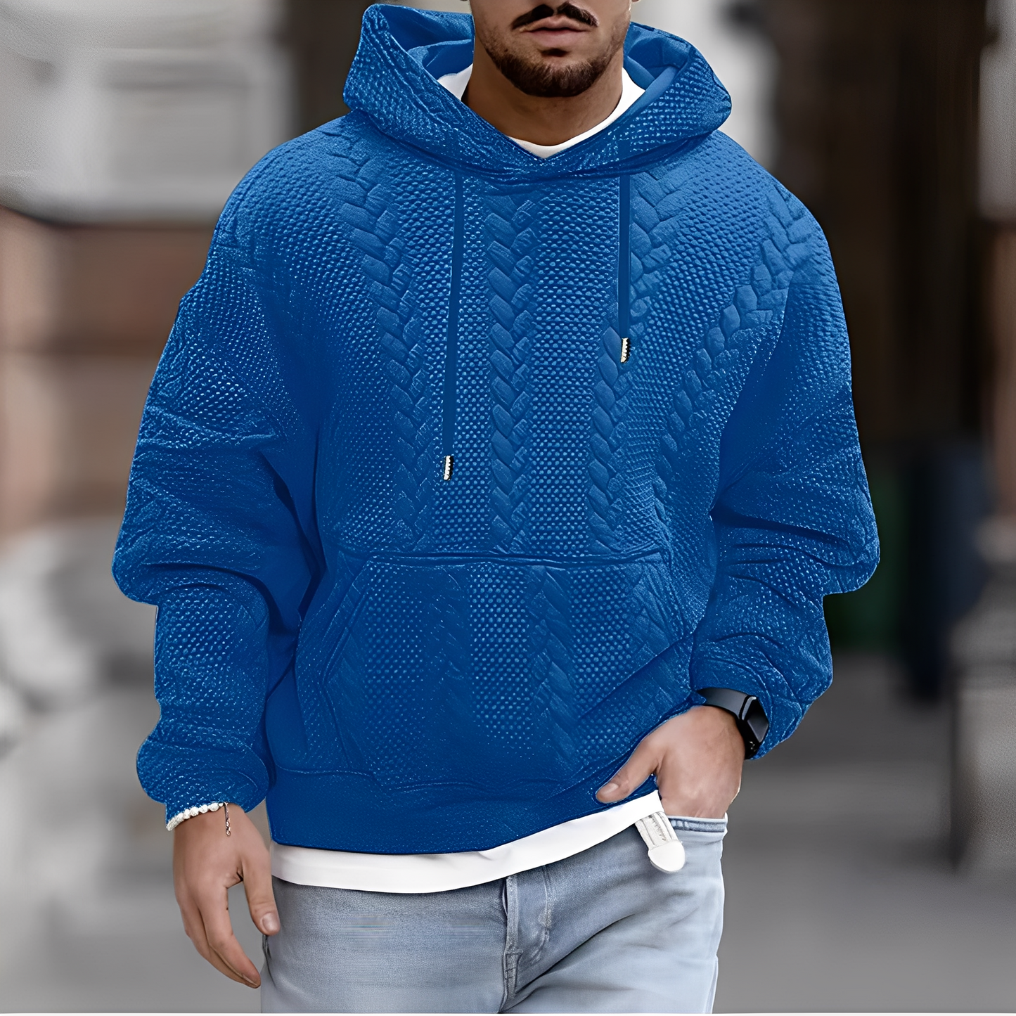 Wallis - Fashionable, loosely knitted men's hooded jacket