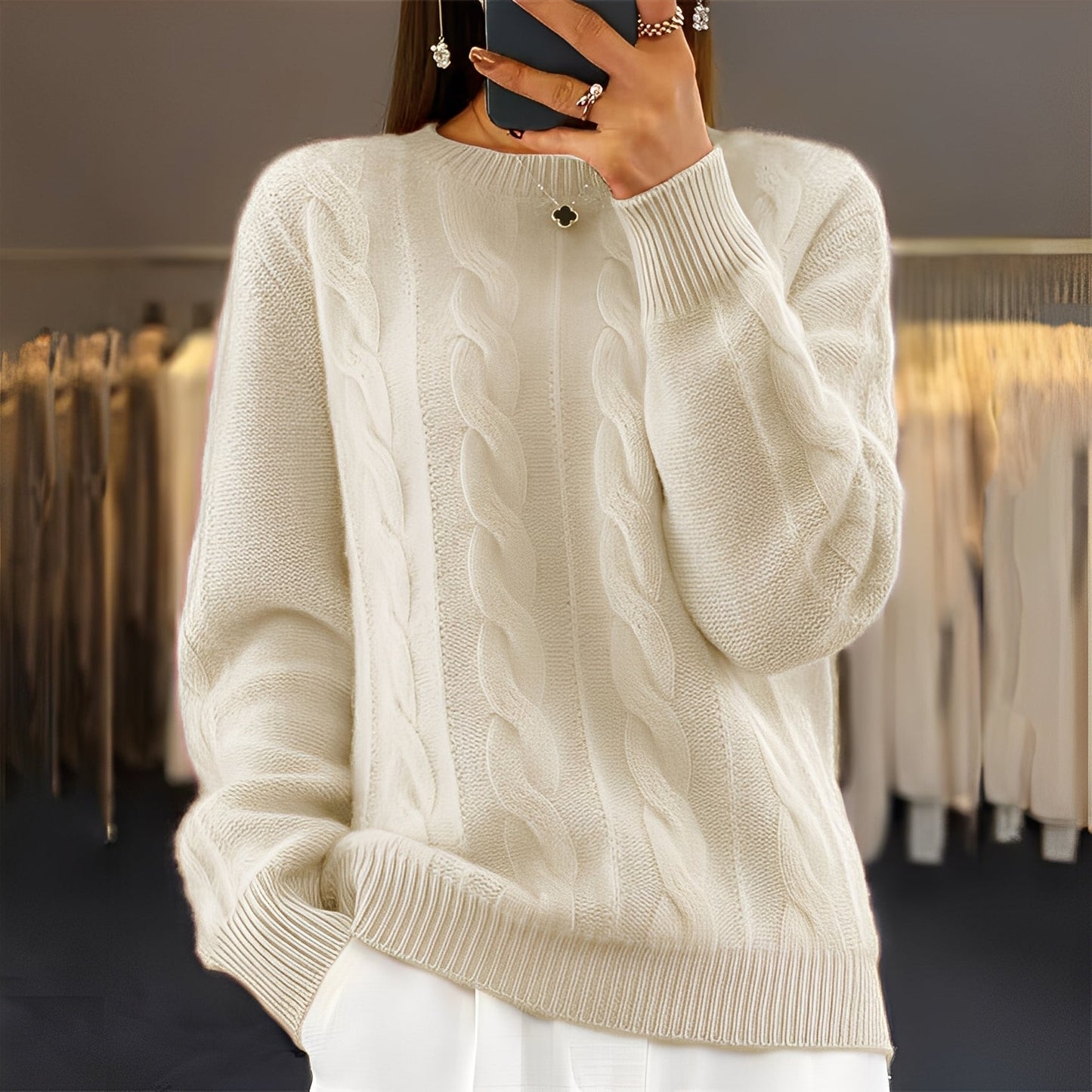 Theresa - Comfortable classic women's wool sweater