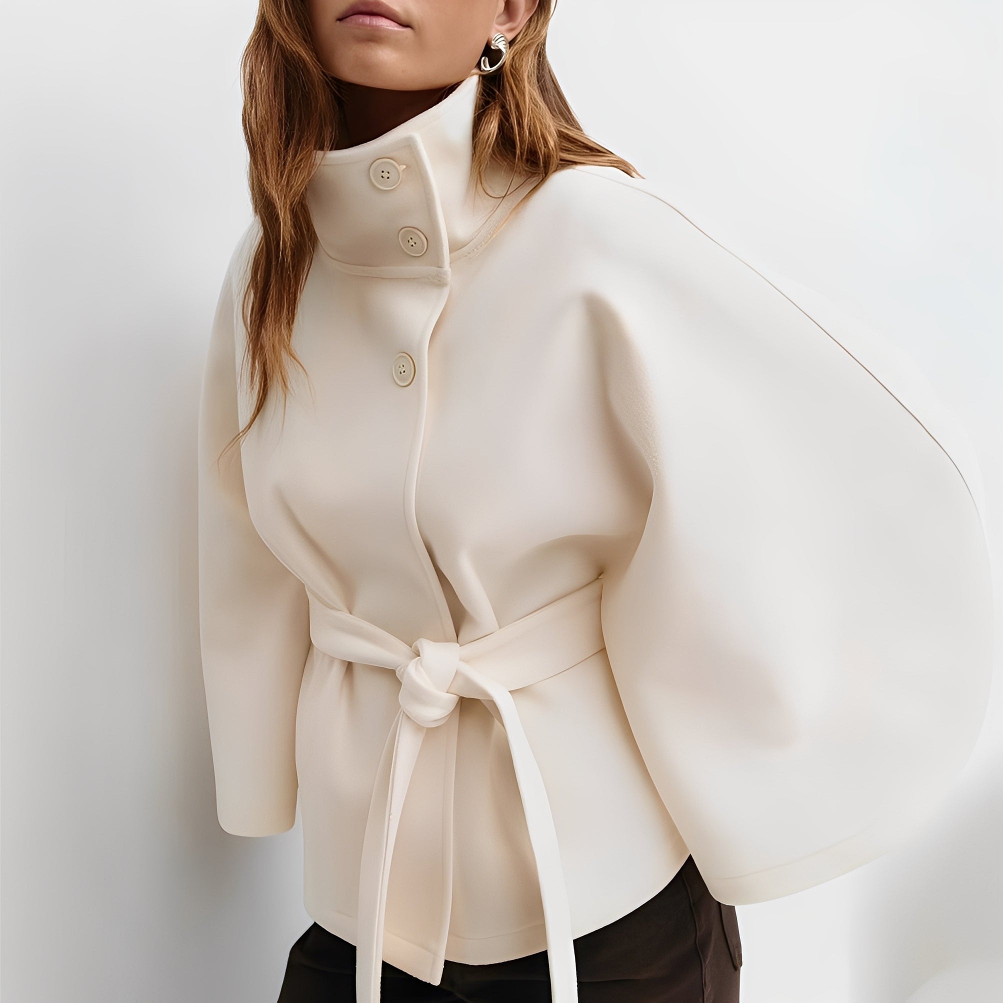 Carine - Damen-Wickeljacke mit hohem Kragen