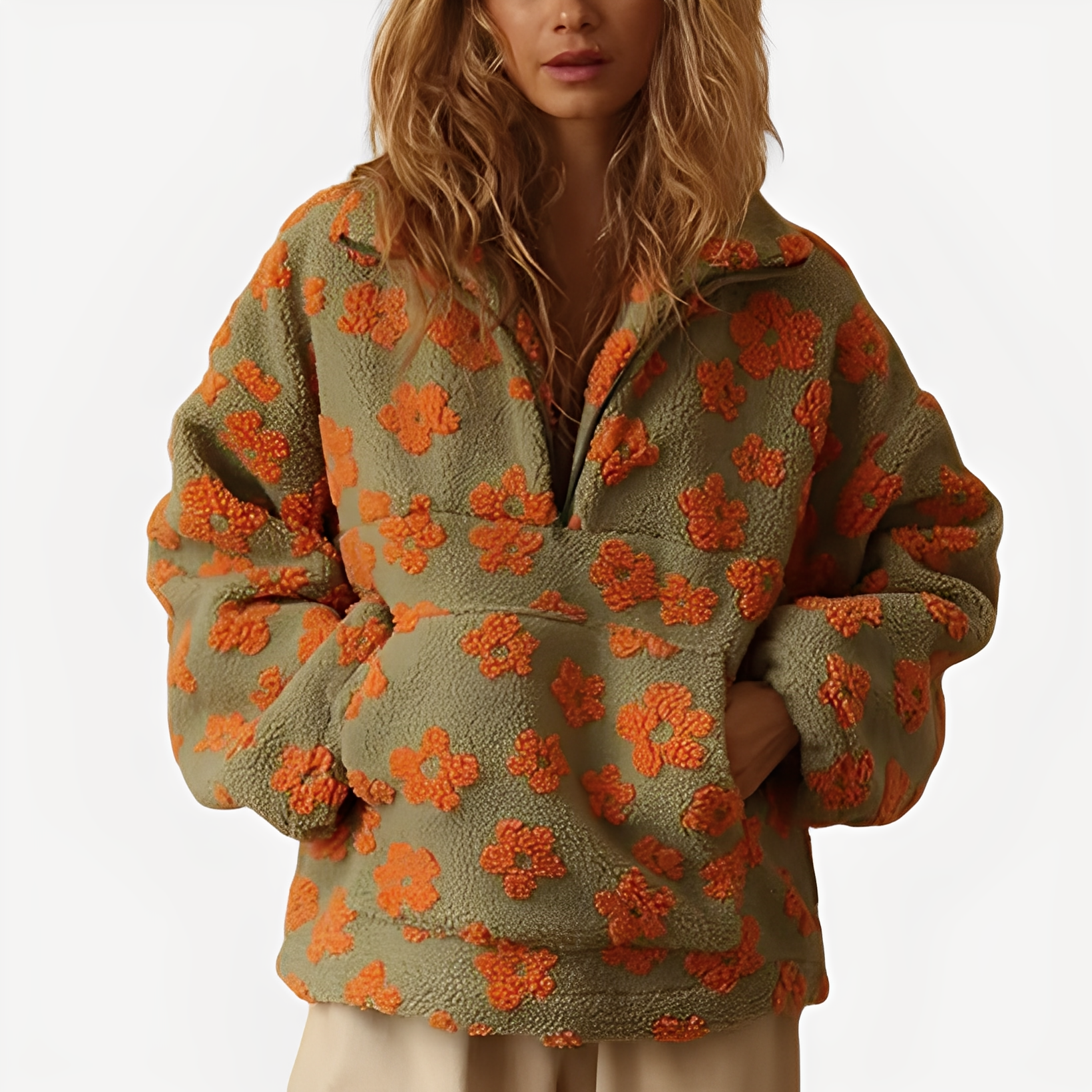 Elizabeth - Moderner Pulli mit Blumenschmuck
