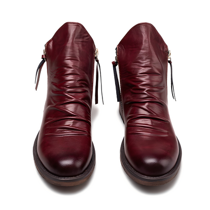 Kerrick - Classic men's leather boots with zipper