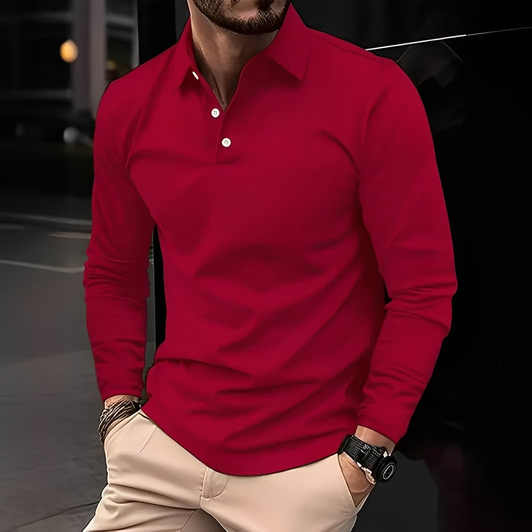 Deacon - Komfortables Langarm-Poloshirt