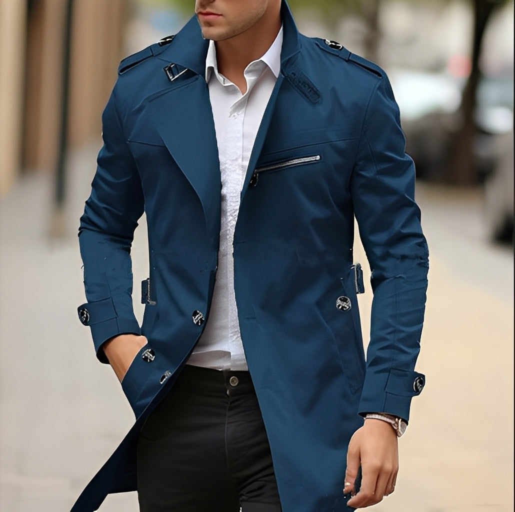 Kendrick - Stylish men's trench coat with lapel collar