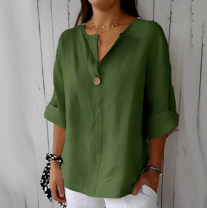 Noémie - Women's blouse with V-neckline