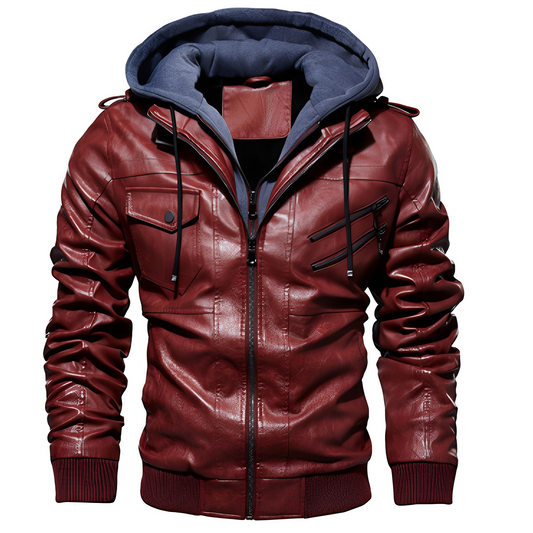 Brian - Stilvolle Lederjacke mit Kapuze für Herren