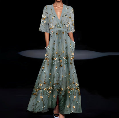 Débora - Long stylish dress with floral pattern for women