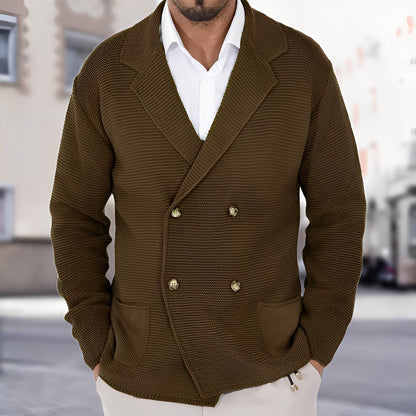 Alfred - Bequeme Herren-Doppelreiher-Strickjacke