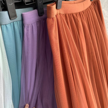 Maleah – Pleated midi skirt made of mesh fabric