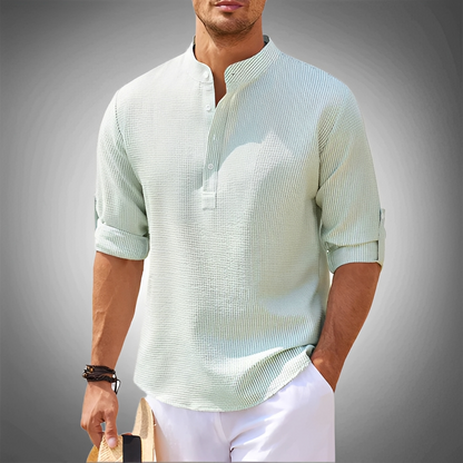 Adriennes - Bequemes Hemd mit Knopfkragen für Herren