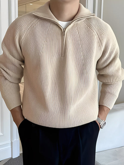 Lucas - Elegant men's pullover with half zipper