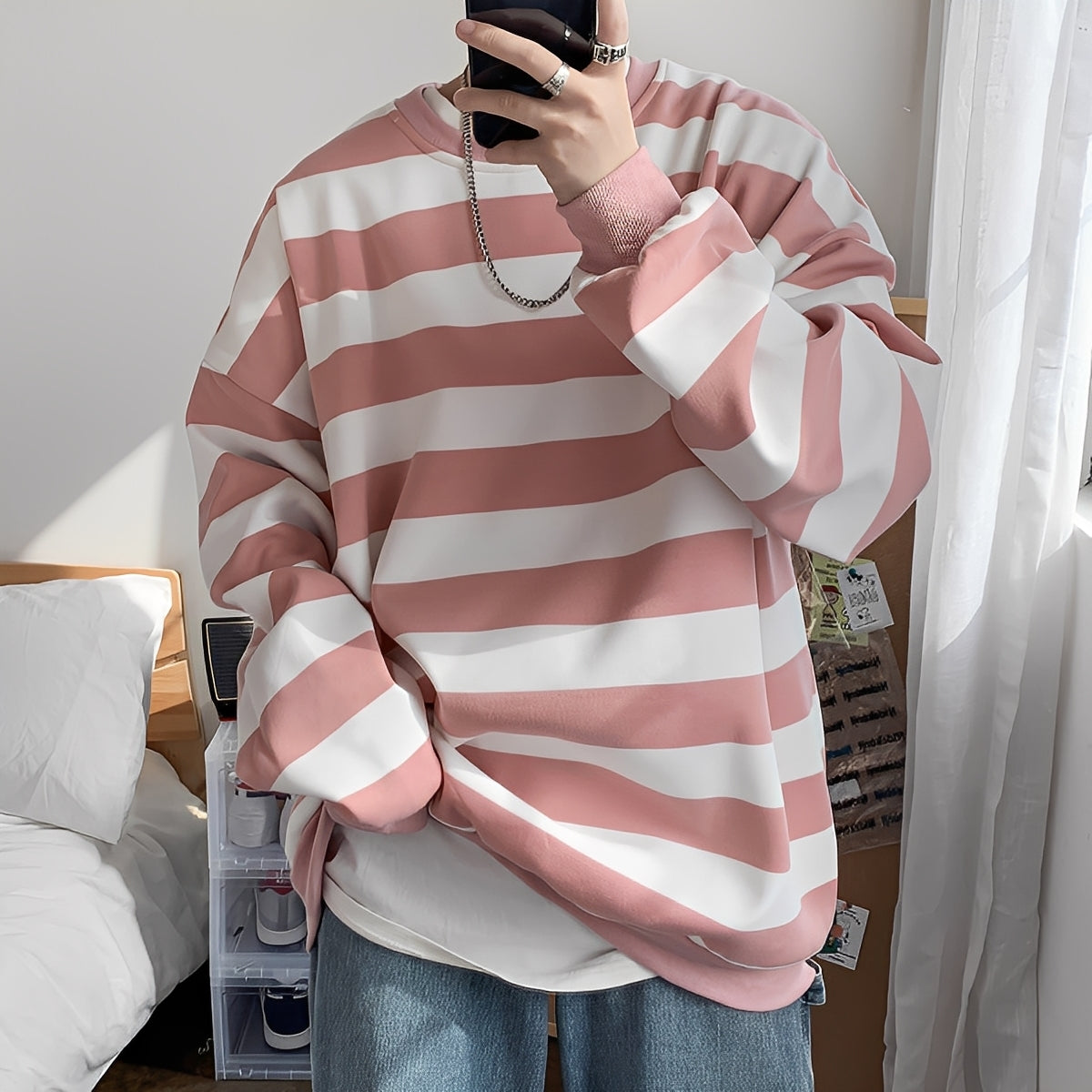 Christian - men's oversized sweater with stripes