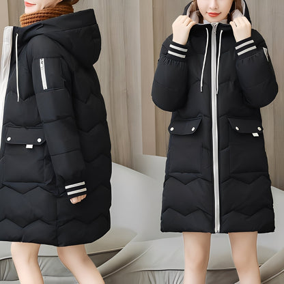 Catherine - Modern long down jacket with hood for women