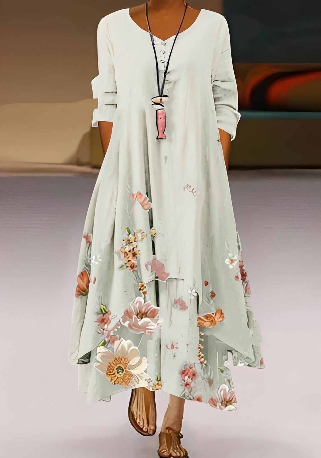 Belle - Elegantes, locker fallendes Damenkleid mit Print