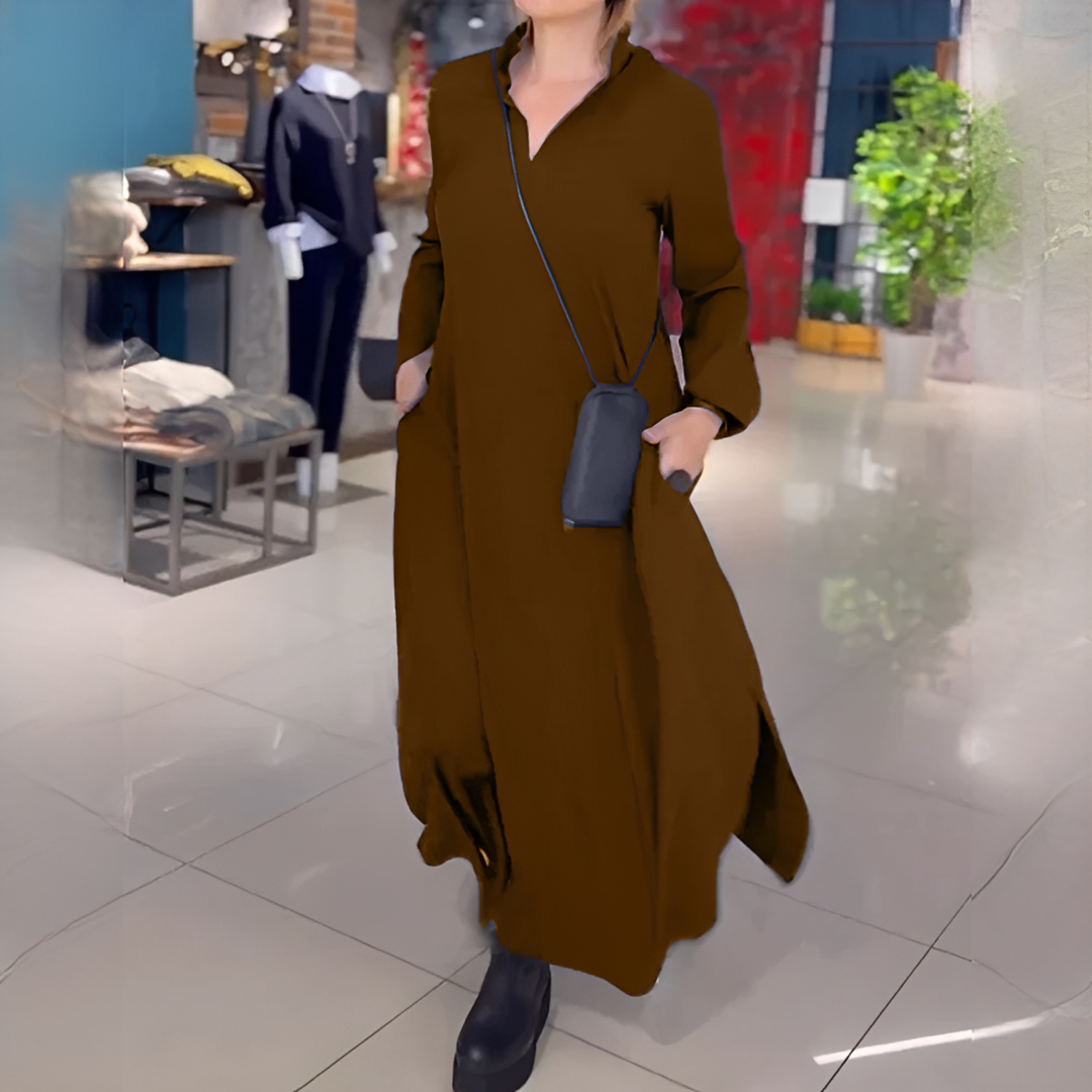 Cassie - Langes, weites Kleid mit Ärmeln