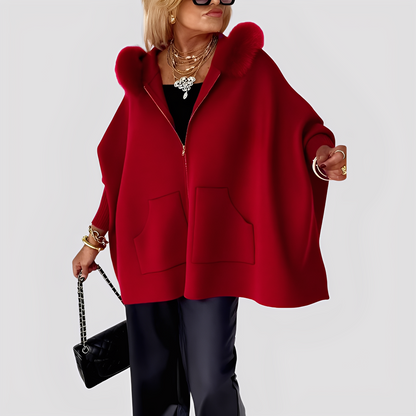 Elvena - Stylish women's faux fur coat with hood