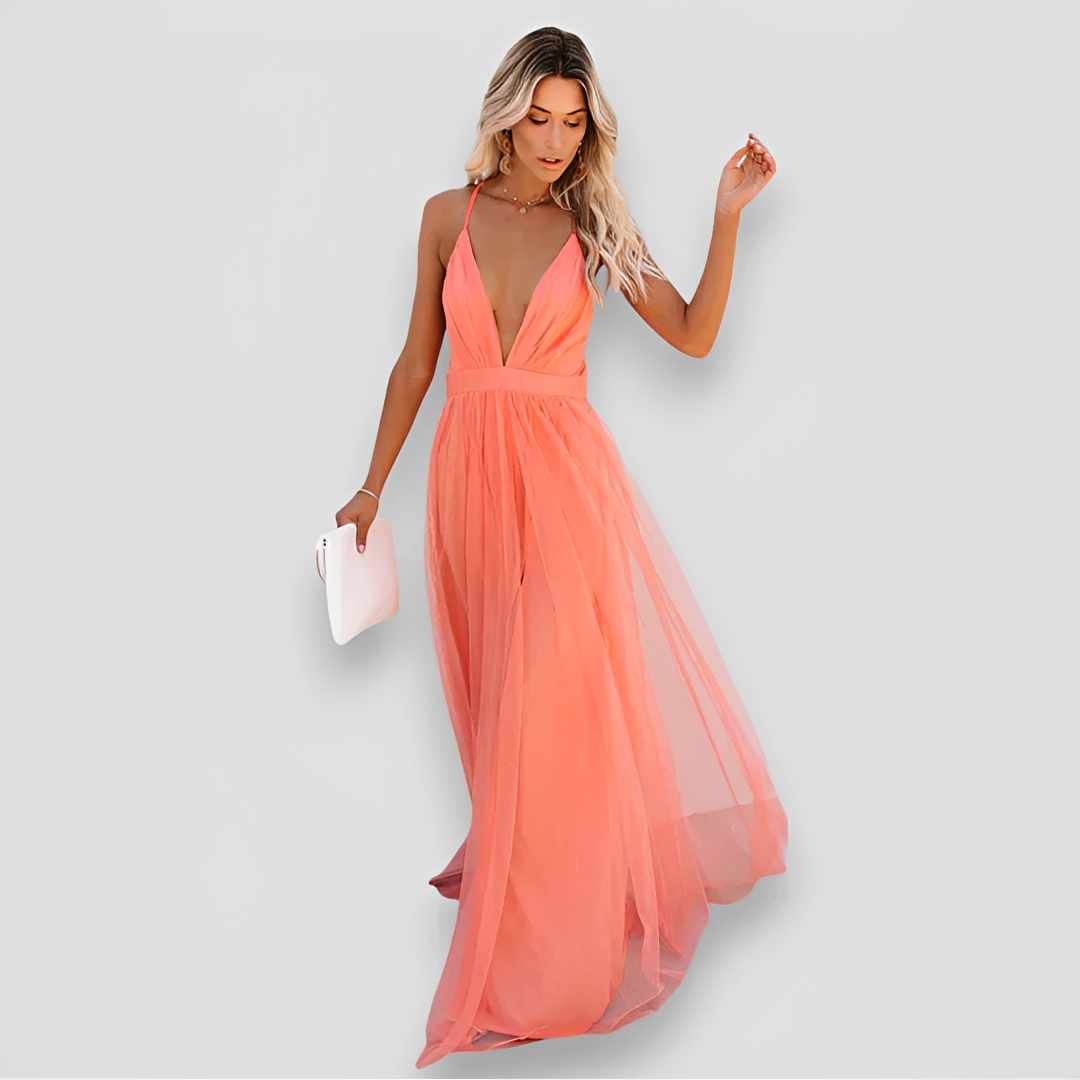 Lidia - Stilvolles Maxi-Kleid mit V-Ausschnitt