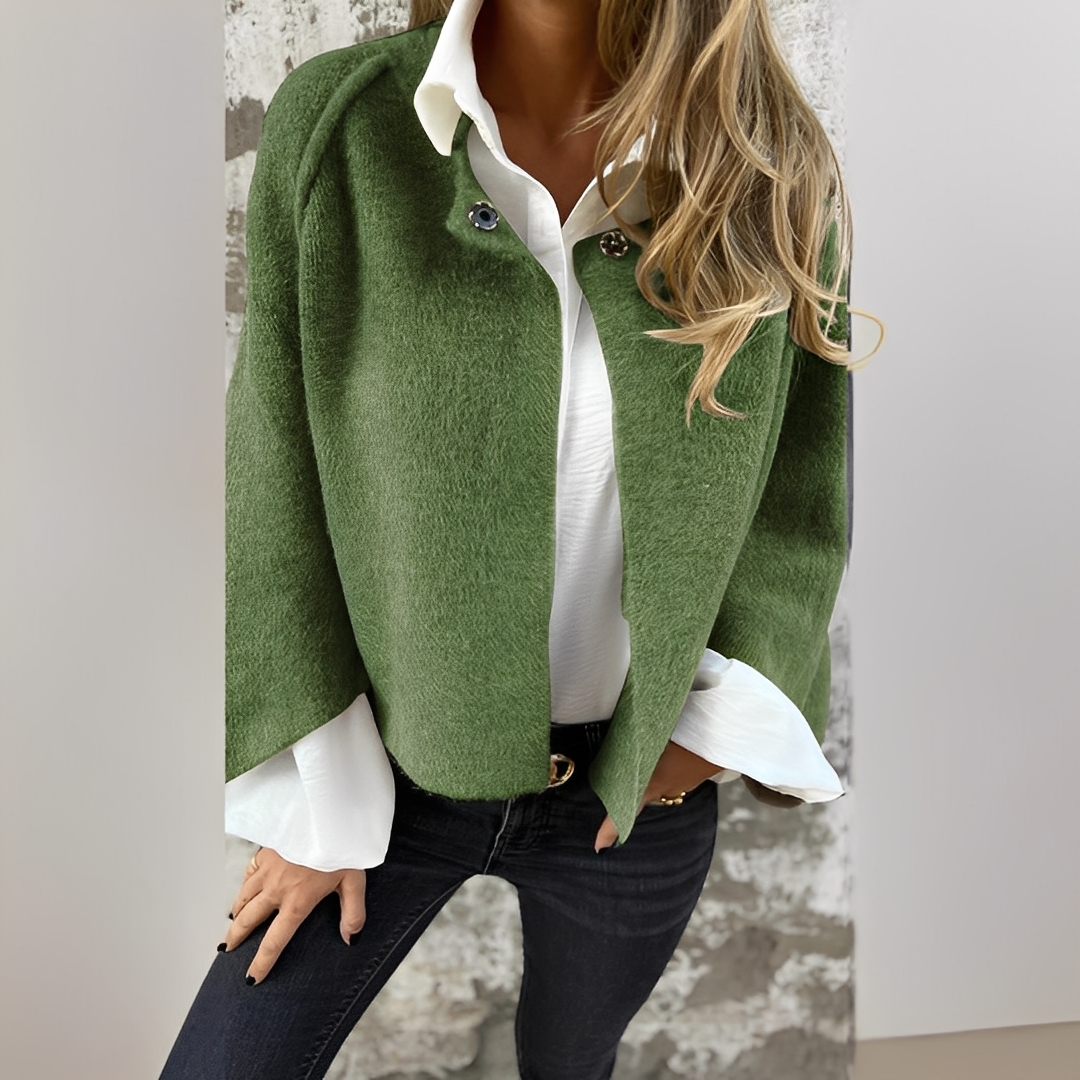 Noélie - Women's wool coat with round neckline