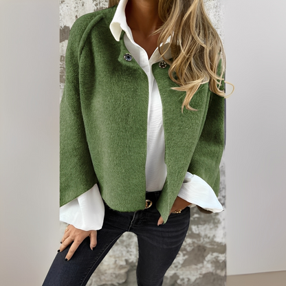 Noélie - Women's wool coat with round neckline
