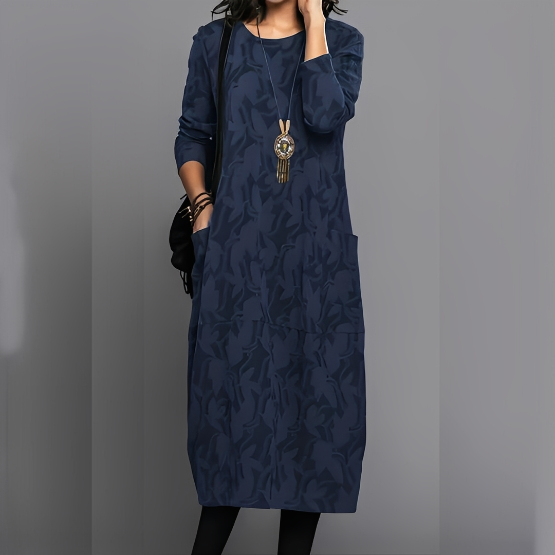 Sébastienne - Light Winter Dress with Round Neckline for Women