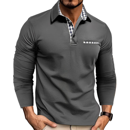 Cédrick - Warm winter polo shirt with long sleeves for men