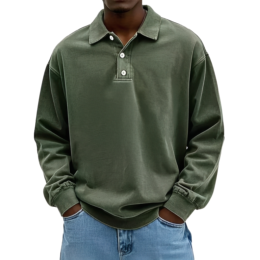 Lothaire - Vintage long-sleeve polo for men