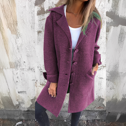 Odile - Long, casual women's coat with lapels