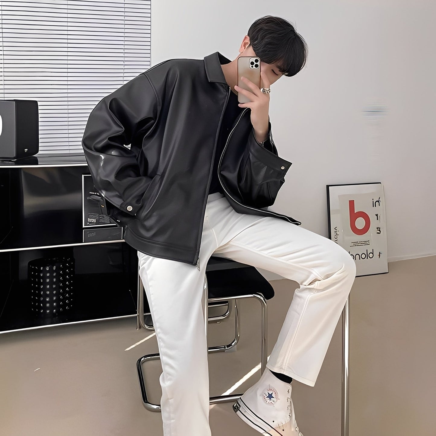 Lohan - Men's Oversize Leather Bomber Jacket