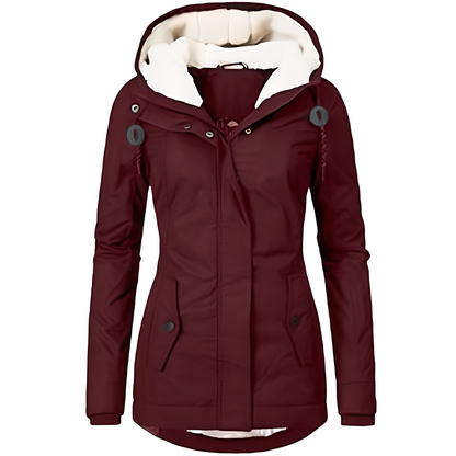 Valary - Women's Velvet Jacket with Hood, Waterproof