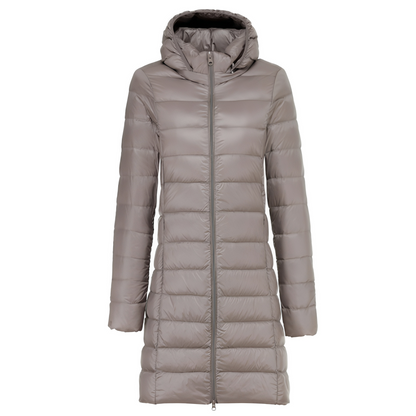 Charlotte -  Stilvolle lange Daunenjacke mit Kapuze für Damen