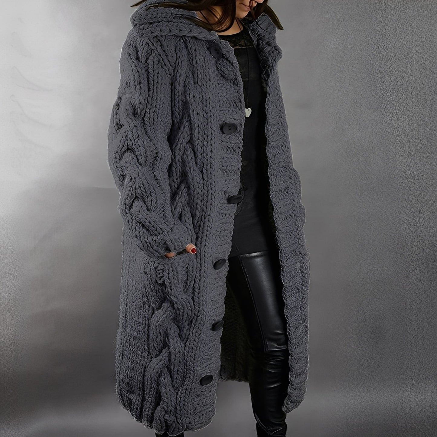 Arielle - Stylish and casually cut long wool cardigan for women