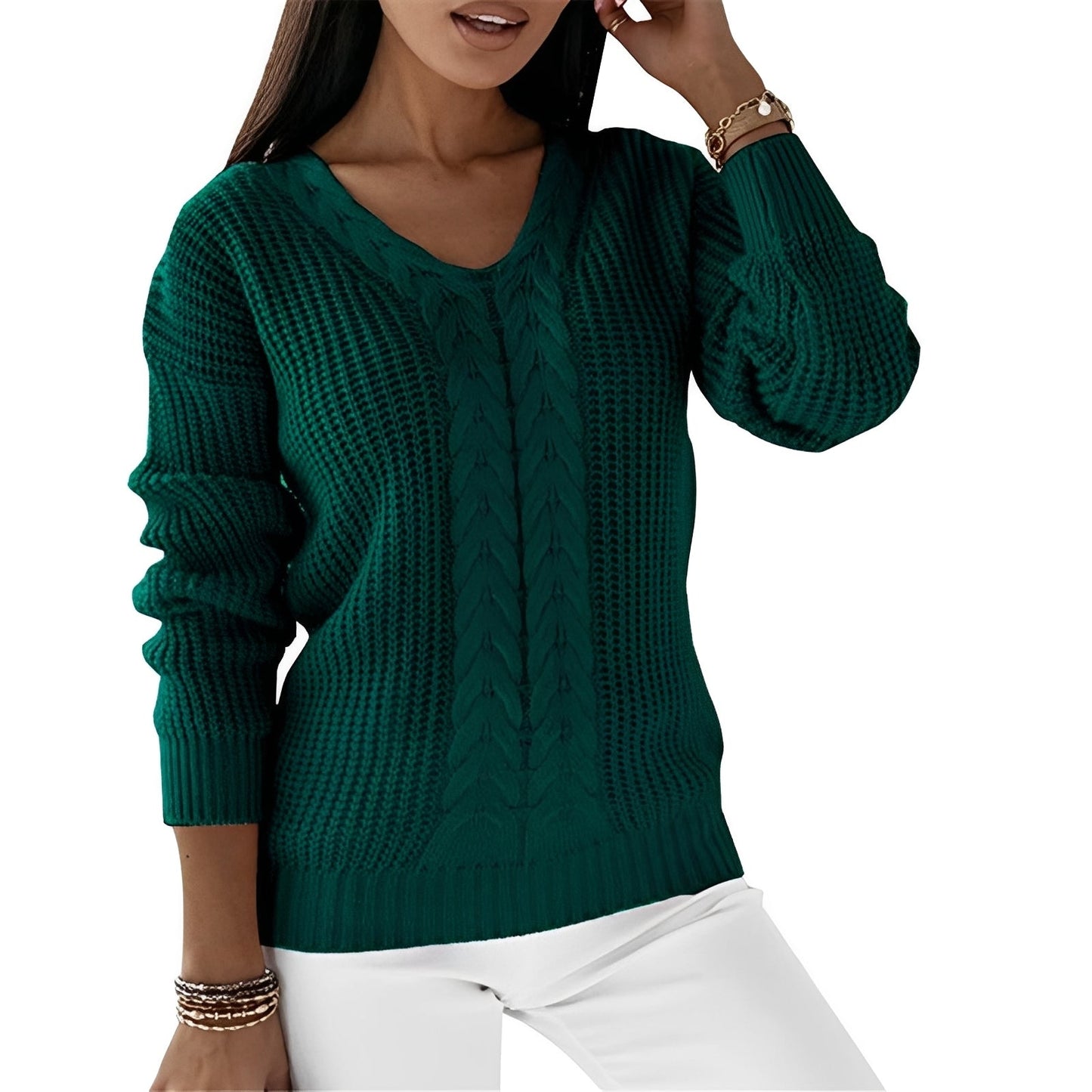 Georgia - Fashionable women's sweater with V-neck