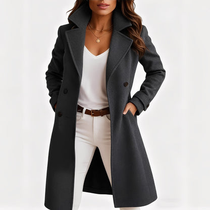 Camille - Elegant coat with single-breasted design and pockets for women