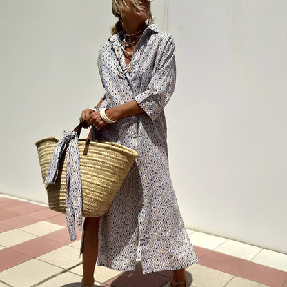 Paulette - Classic Striped Women's Shirt Dress