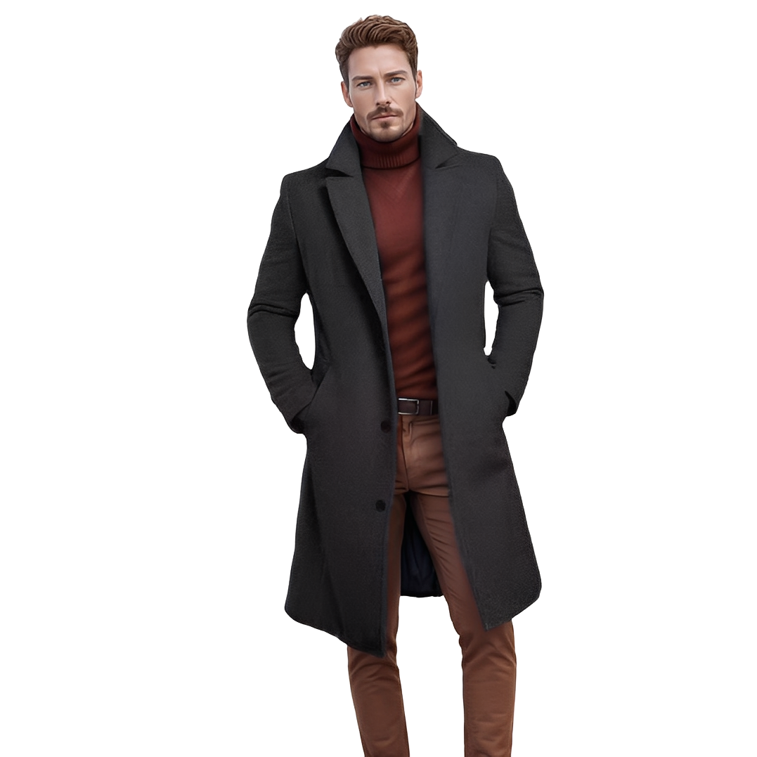 Evans - Elegant wool coat in mid-length for men