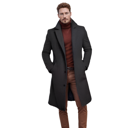 Evans - Elegant wool coat in mid-length for men