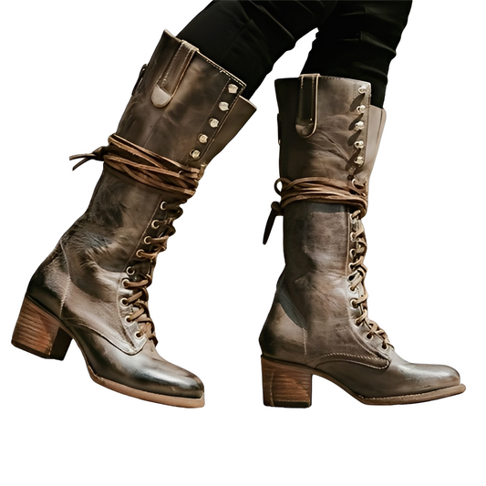 Jasmine - Women's Casual Boots with Laces and Block Heel