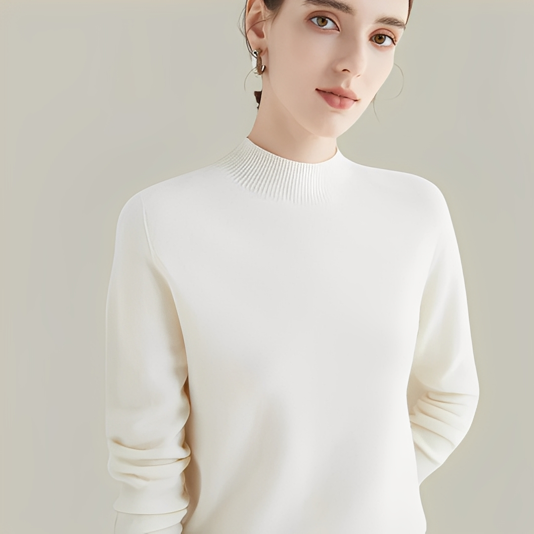 Martine - Wool Slim Fit Sweater with High Collar for Women