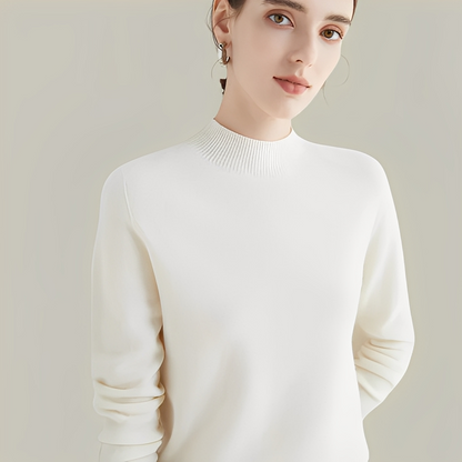 Martine - Wool Slim Fit Sweater with High Collar for Women