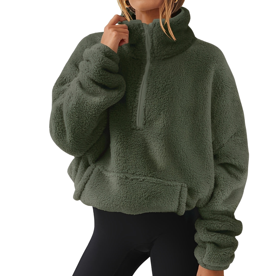 Tiffany - Warmer Samtpullover mit halbem Reißverschluss für Damen