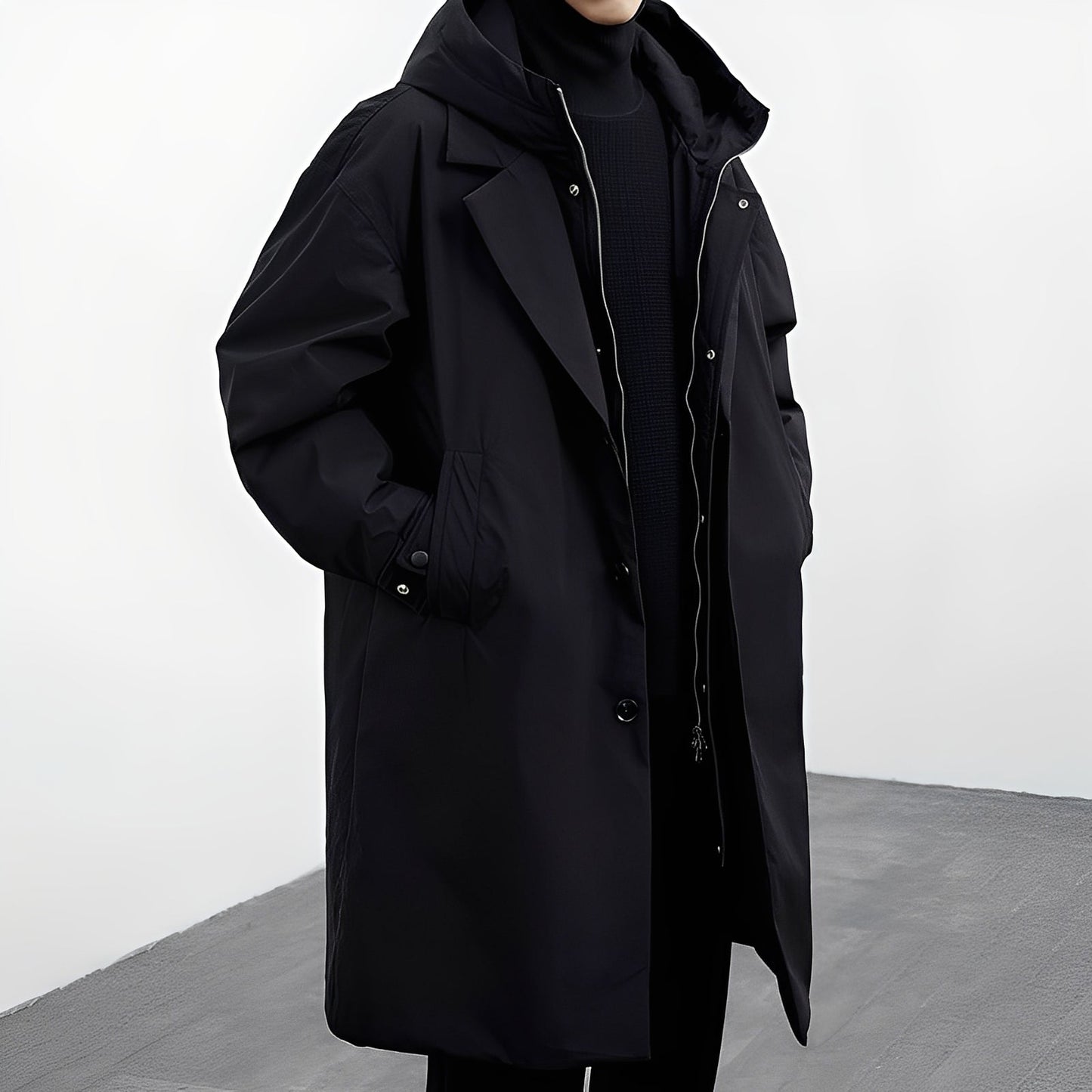 Jordon - long, versatile men's coat with hood