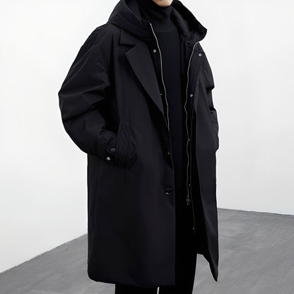 Jordon - long, versatile men's coat with hood