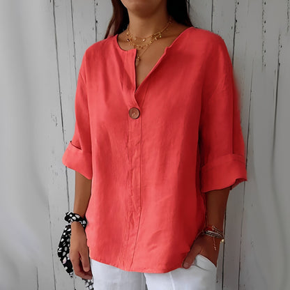 Noémie - Women's blouse with V-neckline