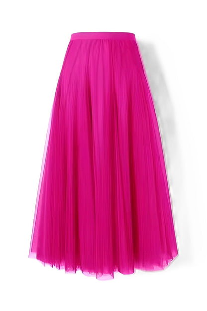 Maleah – Pleated midi skirt made of mesh fabric